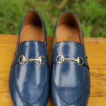 Blue Premium Italian leather Genuine Leather Formal Loafer Style